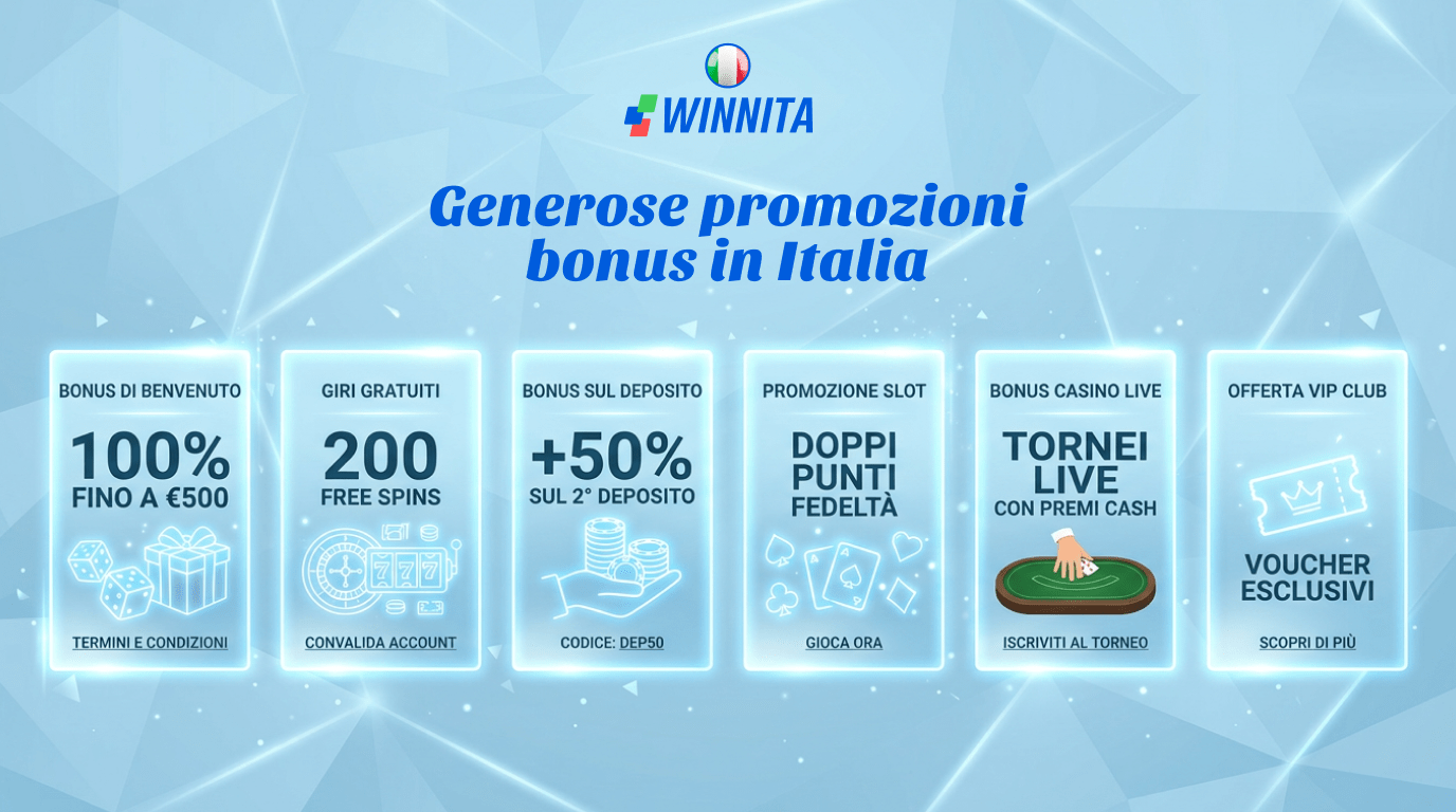 Generosi bonus e promozioni nel casinò online Winnita Italia