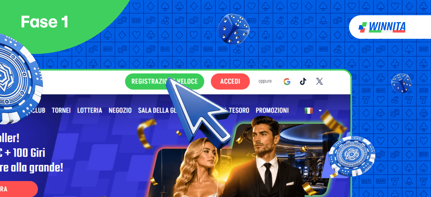 Per registrarti al Casinò Winnita, fai clic sul pulsante
