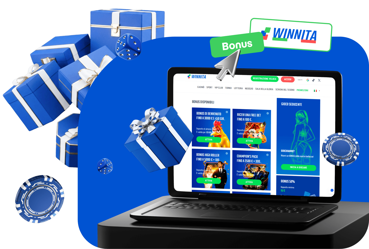 There are generous bonuses at the online casino of Winnita