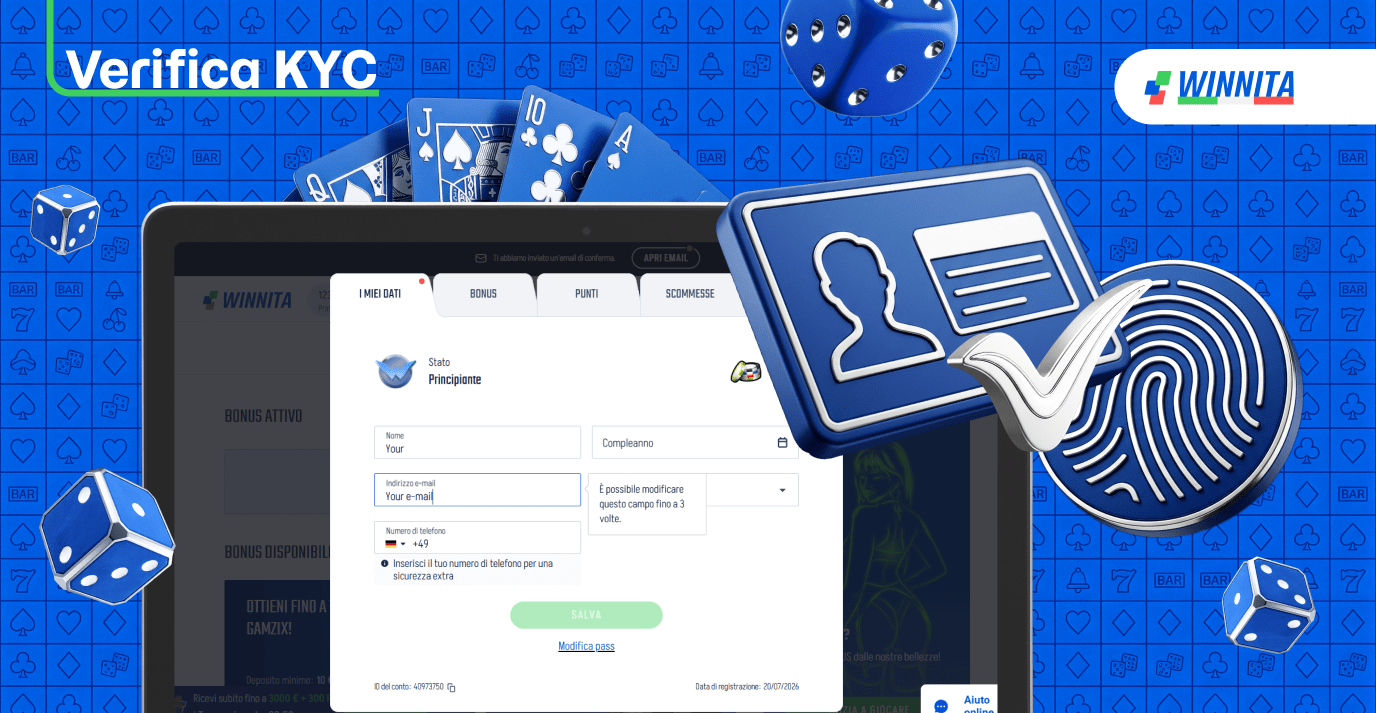 Passa la verifica dell'identità per la corretta registrazione di Winnit