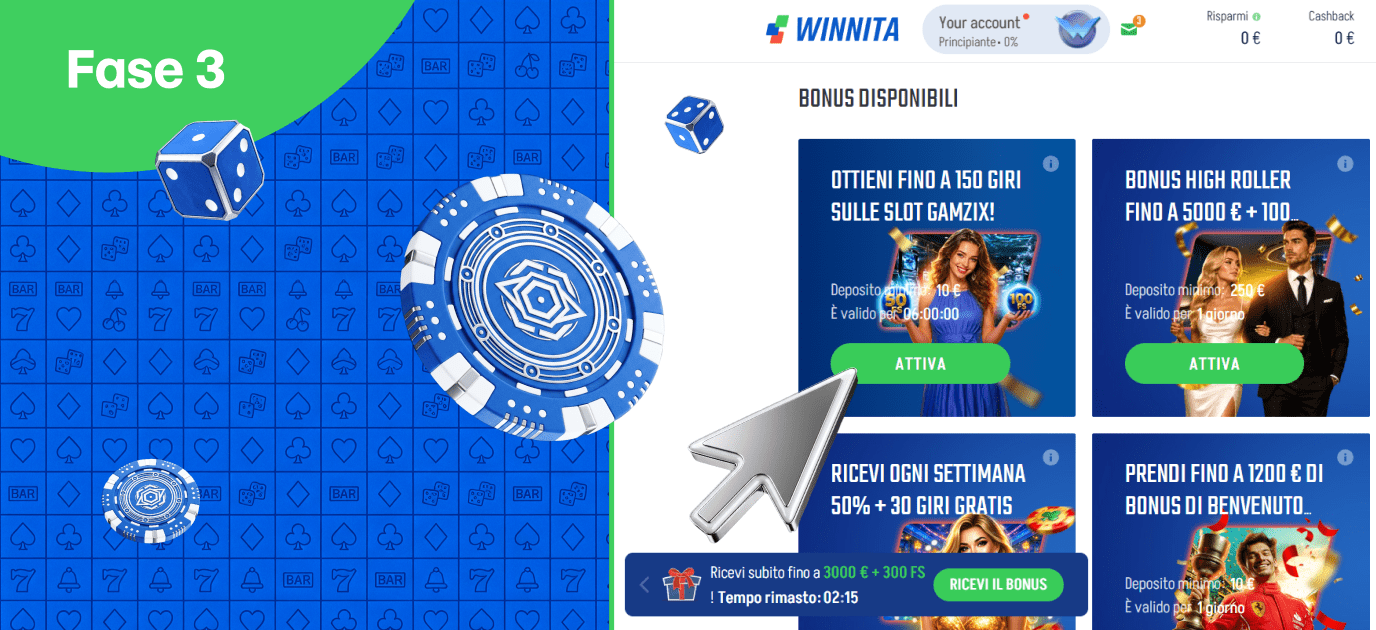 Usa il bonus quando ti iscrivi al Casinò Winnita